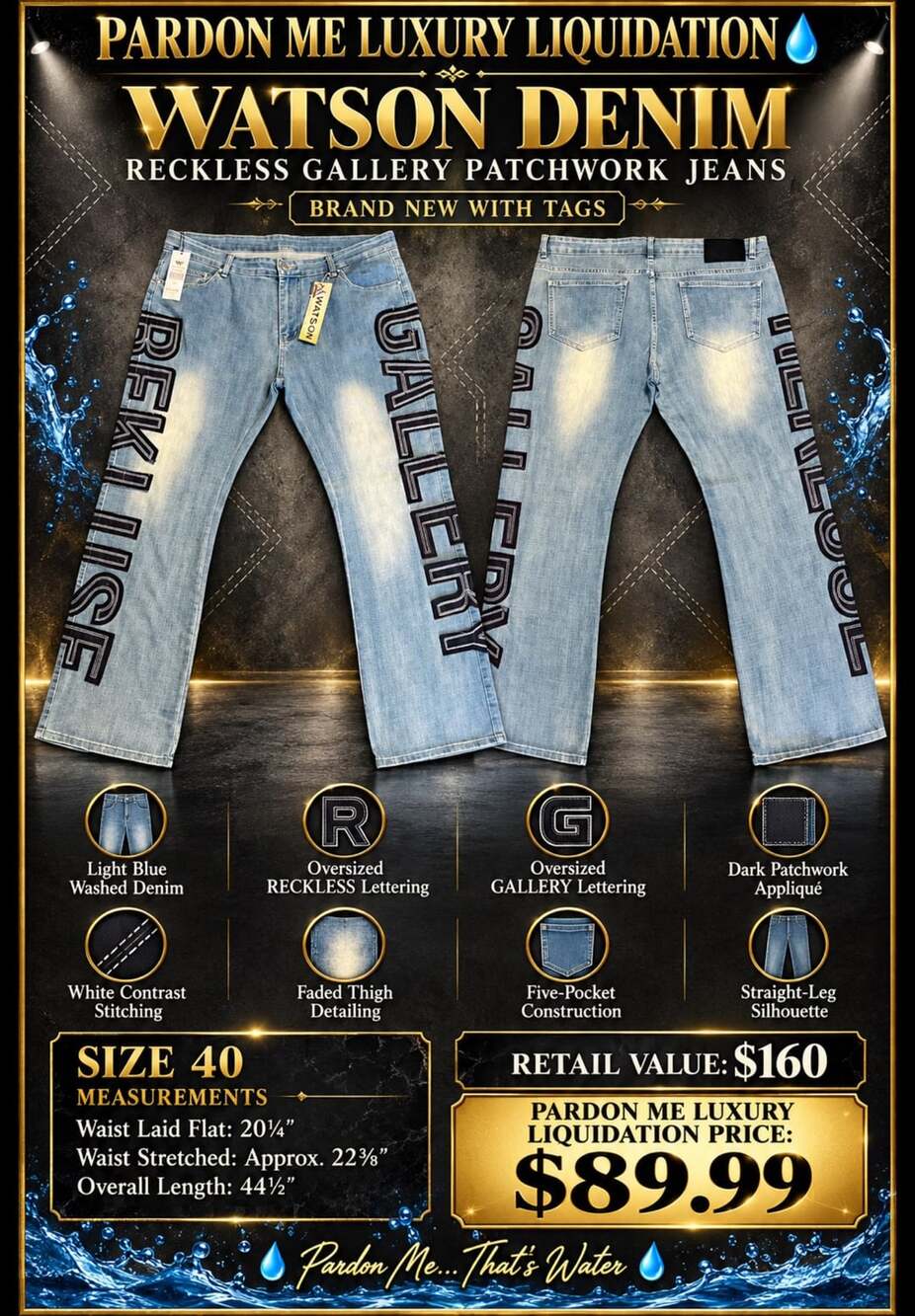 Watson Denim Reckless Gallery Patchwork Light Wash Jeans